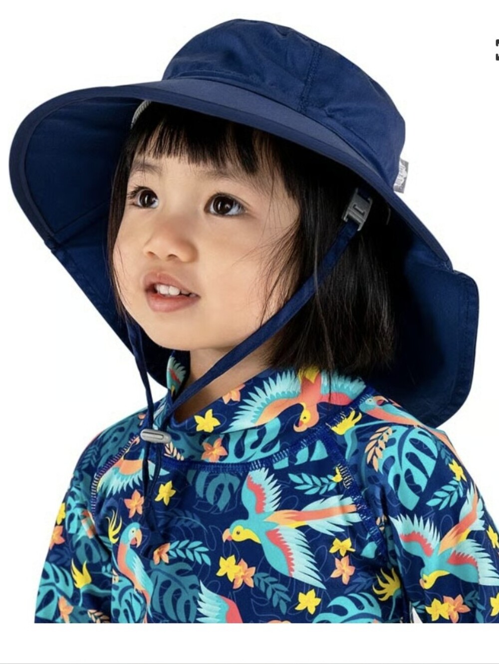 Jan & Jul Navy Wide-Brim Kids Sun Hat with Chin Strap Size 6-24 Months